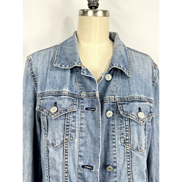 GAP Y2K 90's Jacket Women's Size Medium‎ Button Up Medium Wash Blue Denim Jean - Picture 3 of 11
